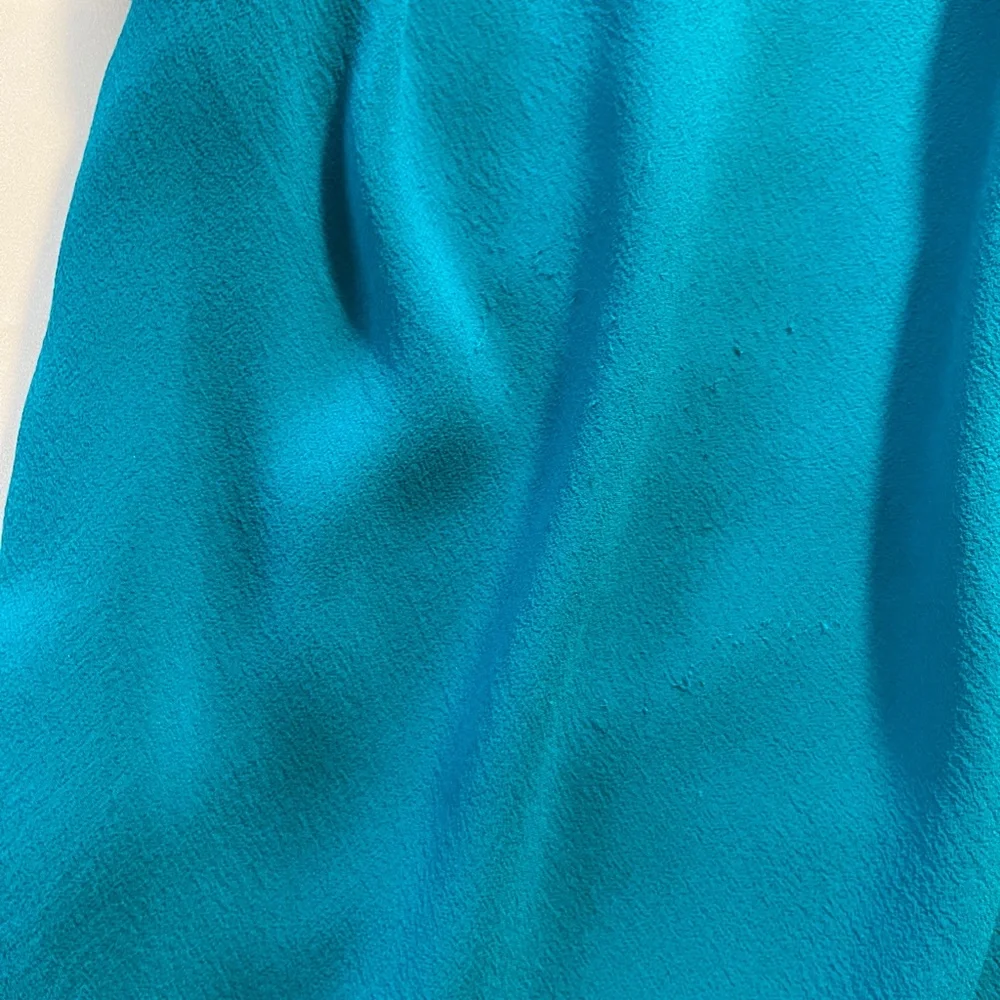 SPENSER JEREMY Gorgeous Teal Flutter Sleeve Cowl Neck 100% Silk Midi Dress Sz 6 - Picture 7 of 14